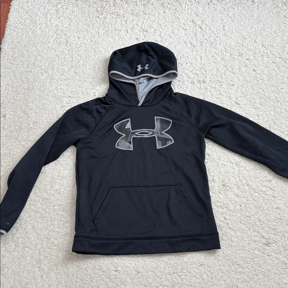 ! Boys Under Armour Black and Gray Hoodie
